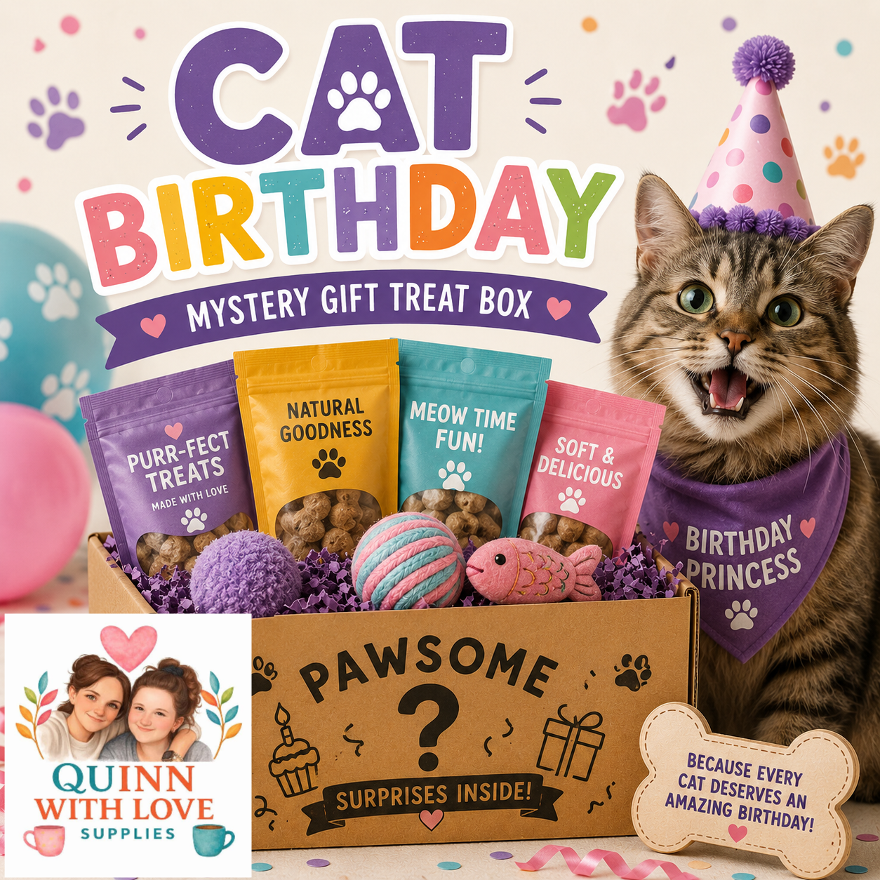 Cat Birthday Mystery Gift Treat Box