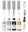 Gel Liner Nail Art Kit - 4 Colors Black White Glitter Silver Gel Polish