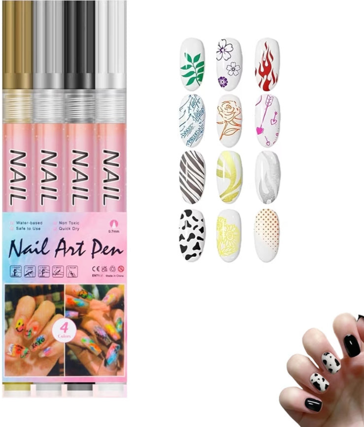 4 Colours 0.7mm Nail Polish Pens