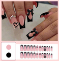 24 Pieces Stick-On Nails, Black Heart Bow Nail Art