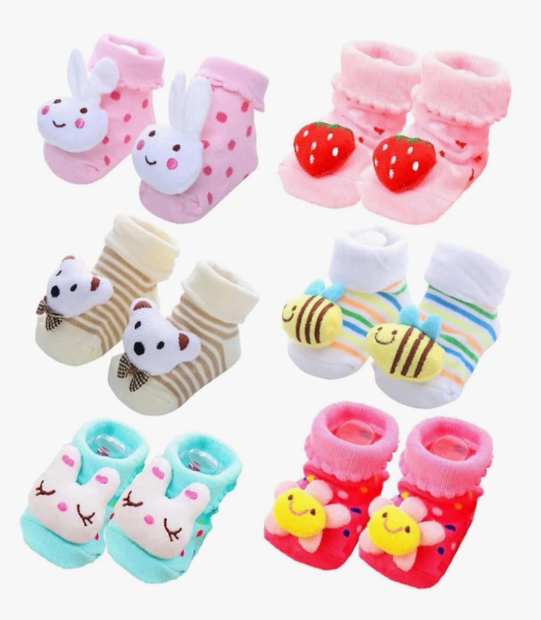 6 pair of girls baby booties