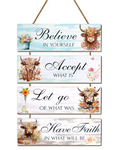 Highland cow 4pc wooden sign