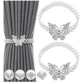 Pack of 2 Silver bling butterfly curtain tie backs