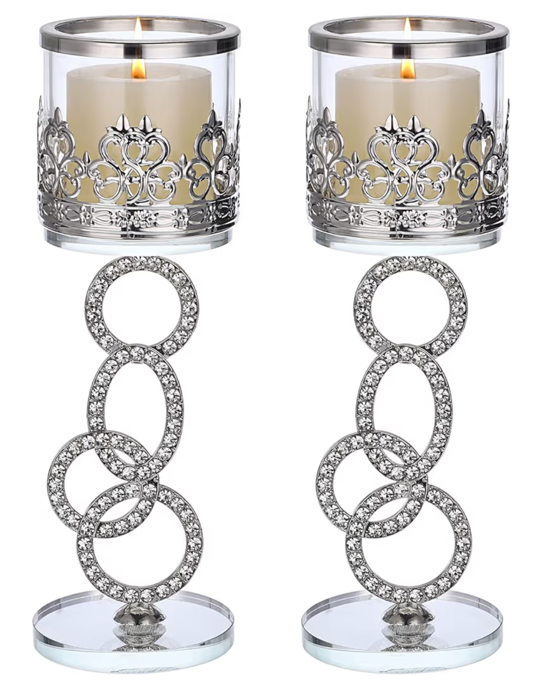 Crystal tea light candle holders X2