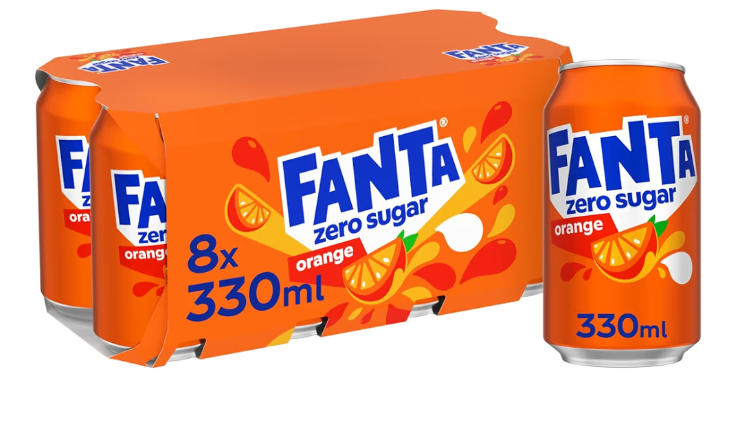 Zero Sugar Fizzy Fanta Orange Pack of 8