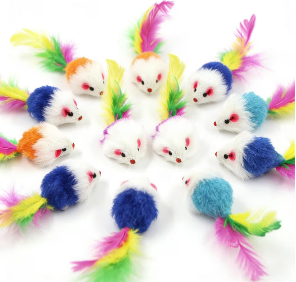 Feathered mice cat toys