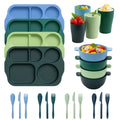 4-Color Divided 24 Sets Plates & Bowls