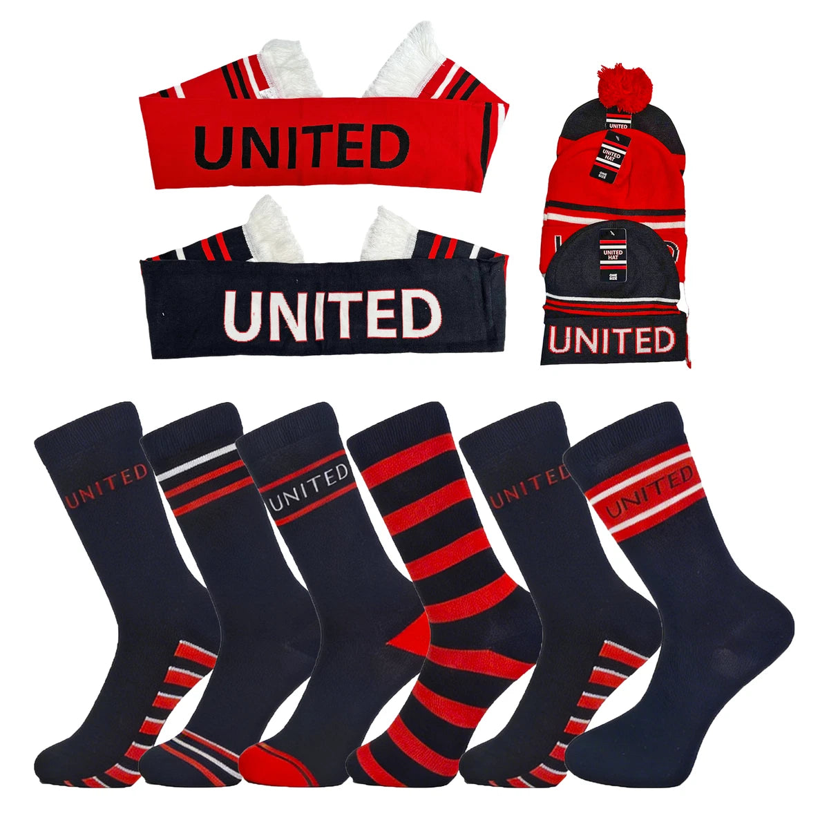 Mens Football Socks, Beanie Hat, Scarf Set