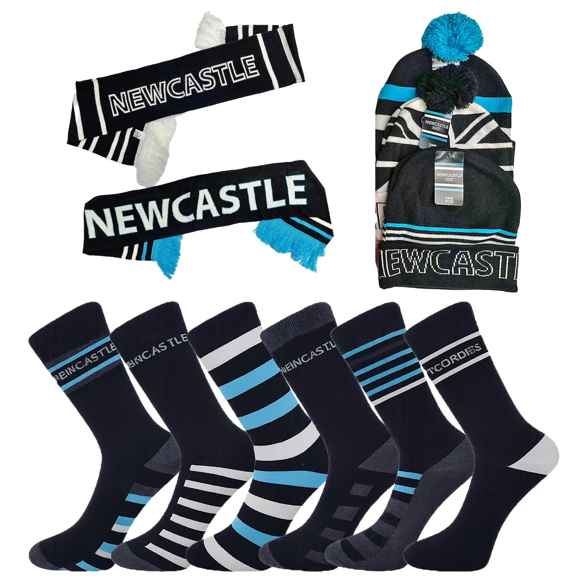 Mens Football Socks, Beanie Hat, Scarf Set
