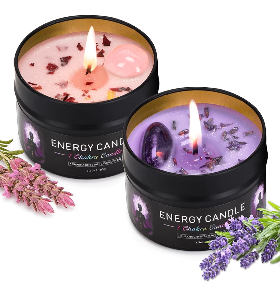 Crystal Candle Set - Lavender & Sage Salts