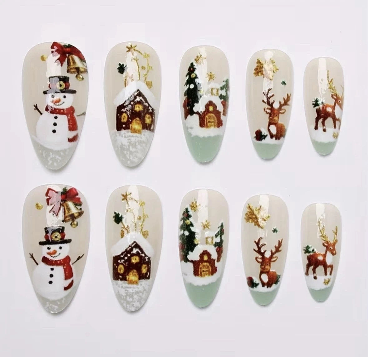 24pcs of water droplet shaped press on nails
