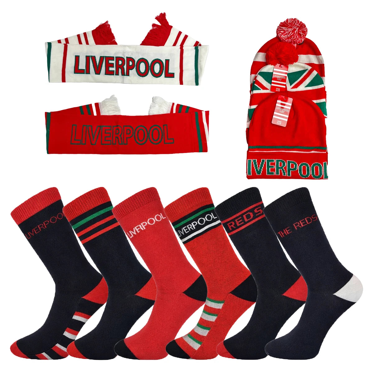 Mens Football Socks, Beanie Hat, Scarf Set