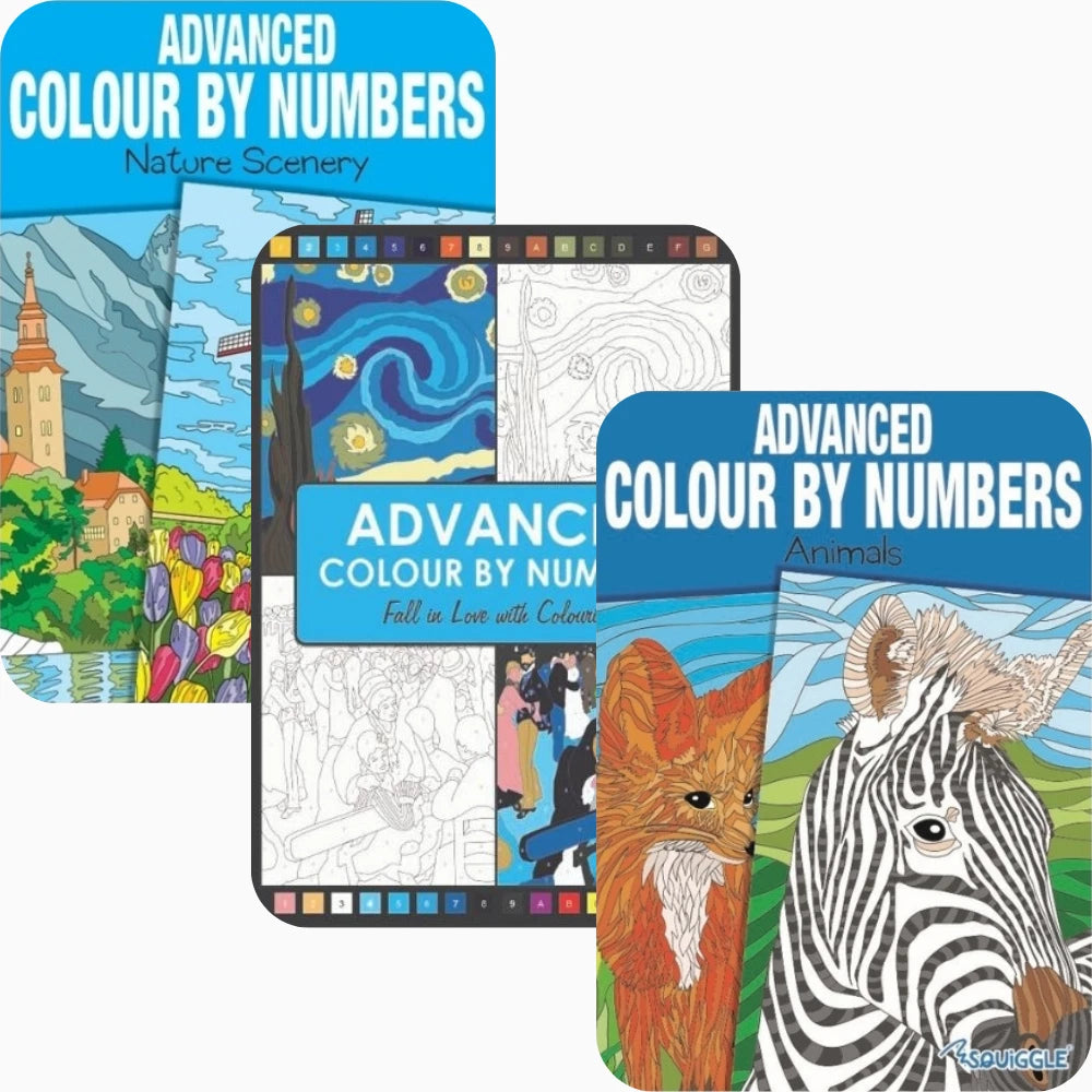 3 x Advanced Colour by Numbers Books