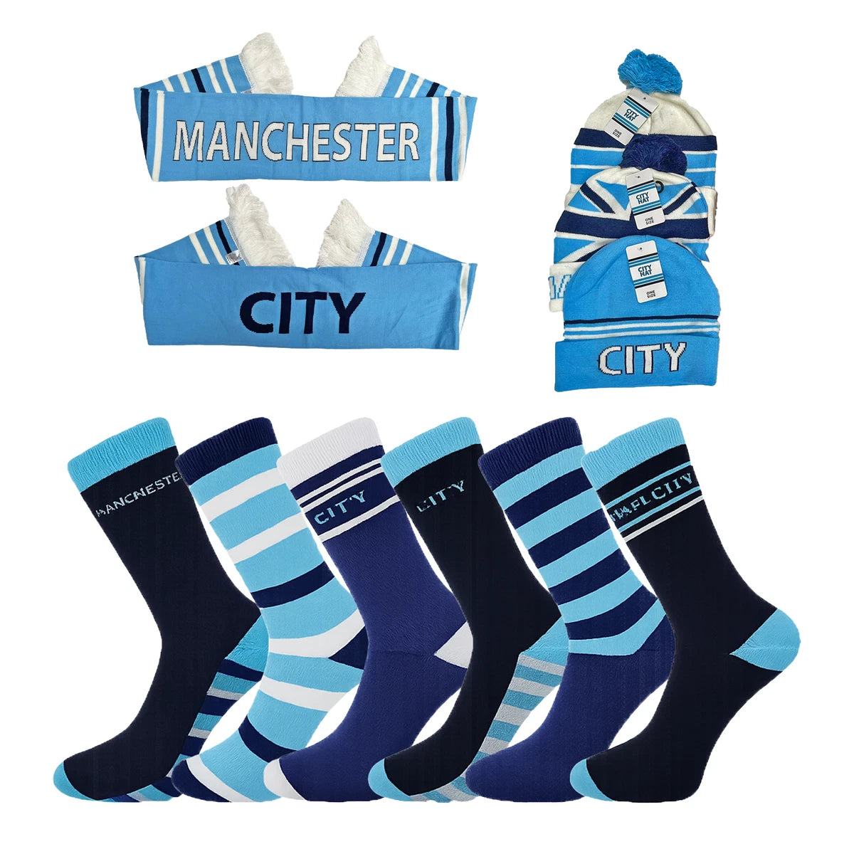 Mens Football Socks, Beanie Hat, Scarf Set