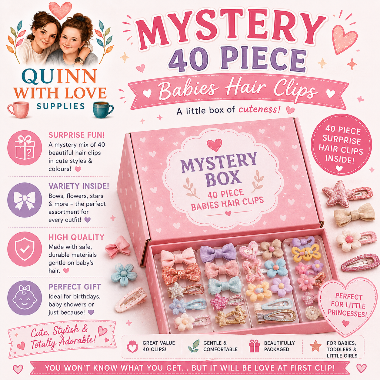 Mystery 40 Piece Babies Hair clips