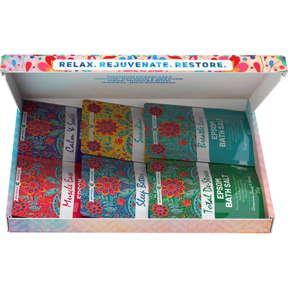 Luxury Natural Epsom Bath Salt Gift Set – 6