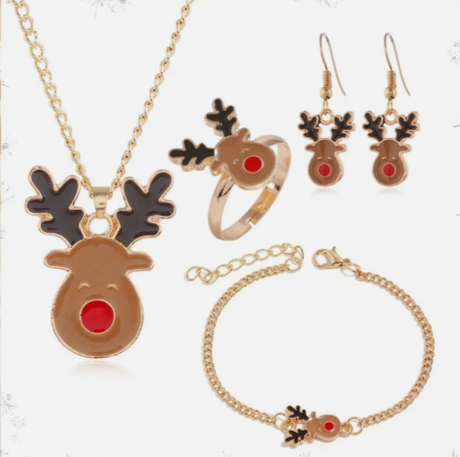 Reindeer Jewellery 4pc Set