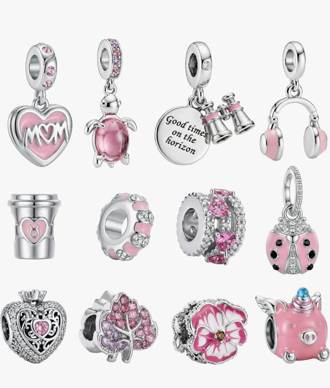 12 Pink charms