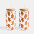 2 Pack Christmas Print Plastic Drinking Jars