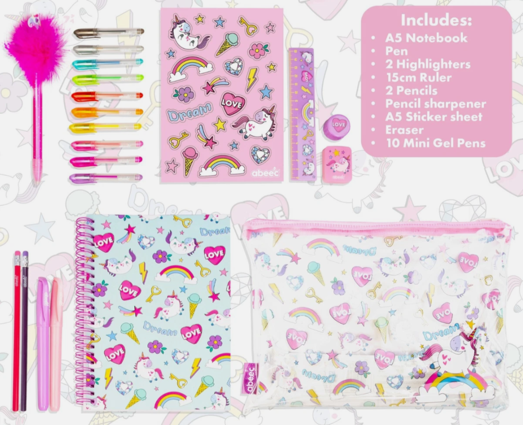 Unicorn stationery set