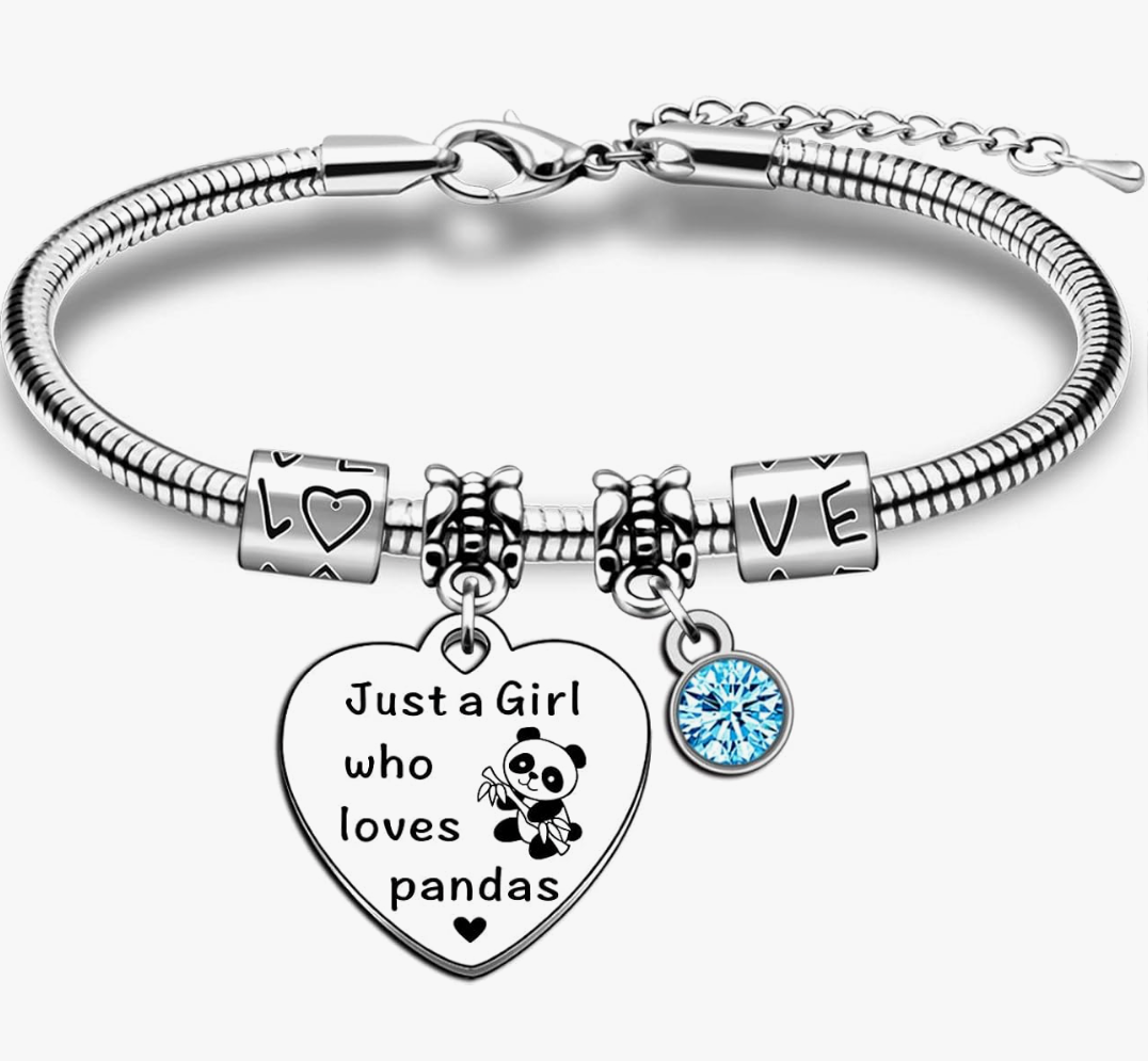 Just a girl that loves pandas charm bracelet