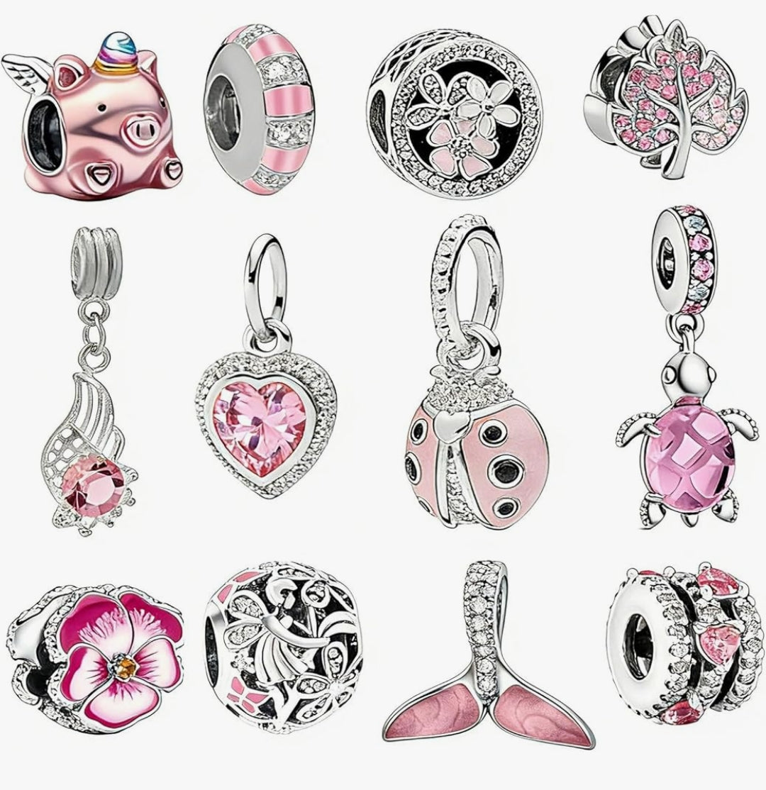 12 Pink charms