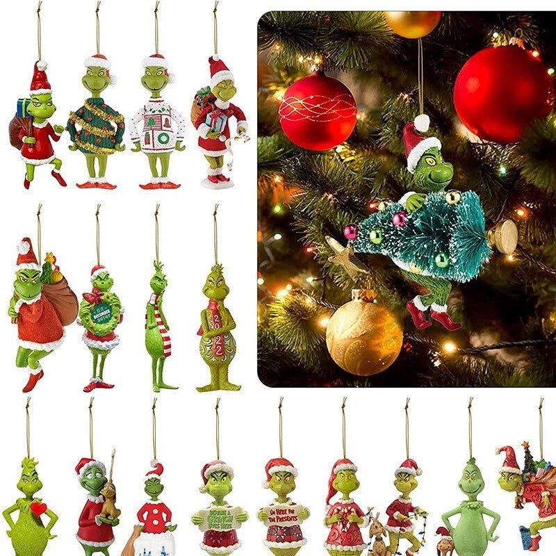 19X Merry Christmas Grinch Ornament Xmas Tree Hanging Figure
