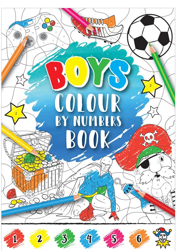 Boys colouring by numbers