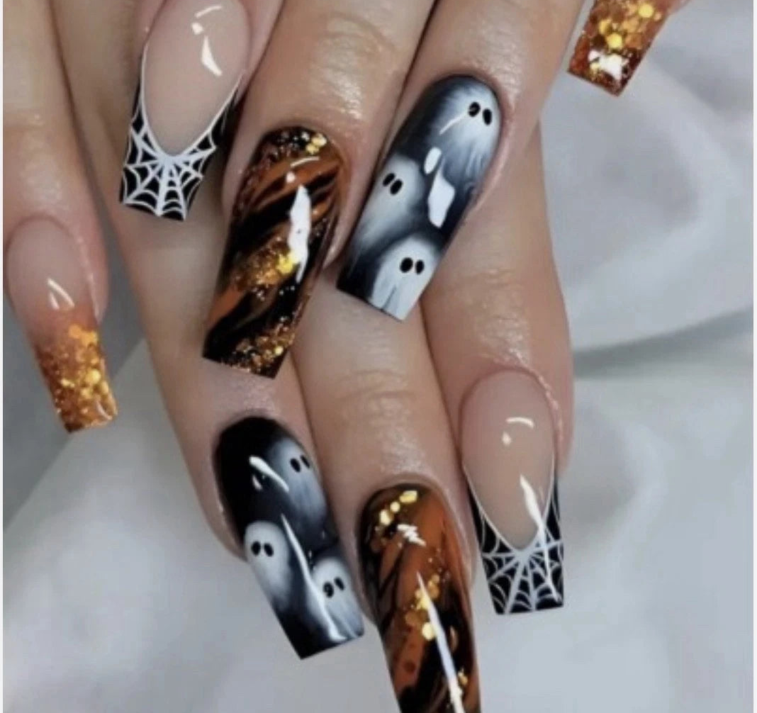 24pcs Halloween Ghost horror Night Nails