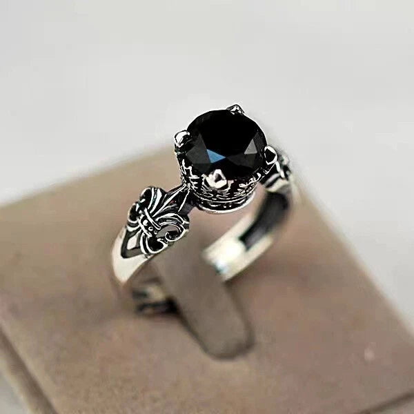 Gothic 925 Sterling Silver Elegant Crystal Adjustable Ring