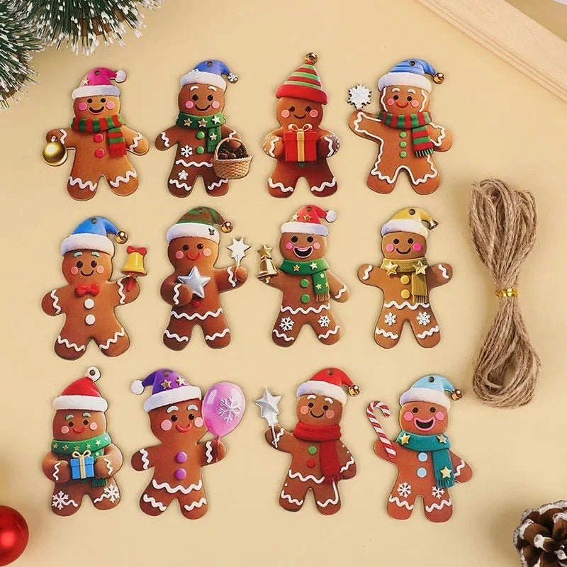 12pcs Home Decoration Xmas Tree Ornament Gingerbread Man