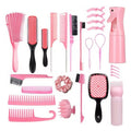 Pink 27pcs Hair Comb & Detangling Brush Set