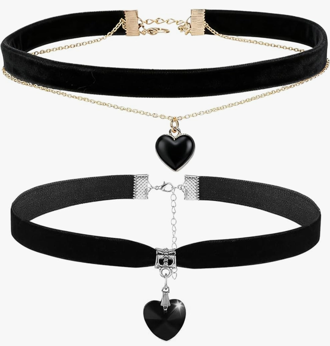 2 Pcs Classic Velvet Black Choker