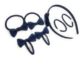 Navy Blue Hair Bow Snap Clips Set