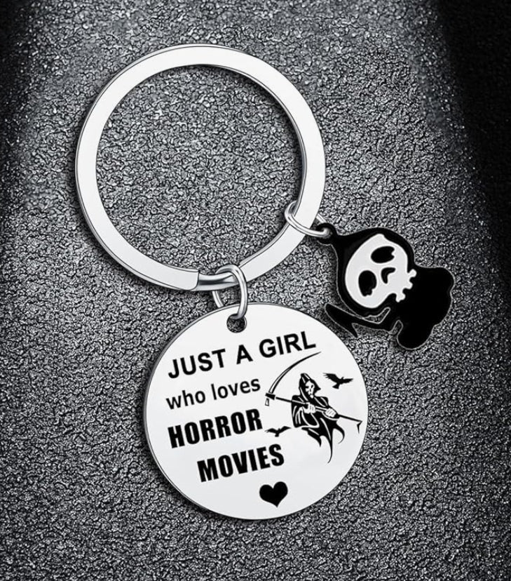 Just a gothic girl who likes horror movies keyring