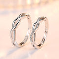 925 Sterling Silver Crystal Twisted Adjustable Ring sets