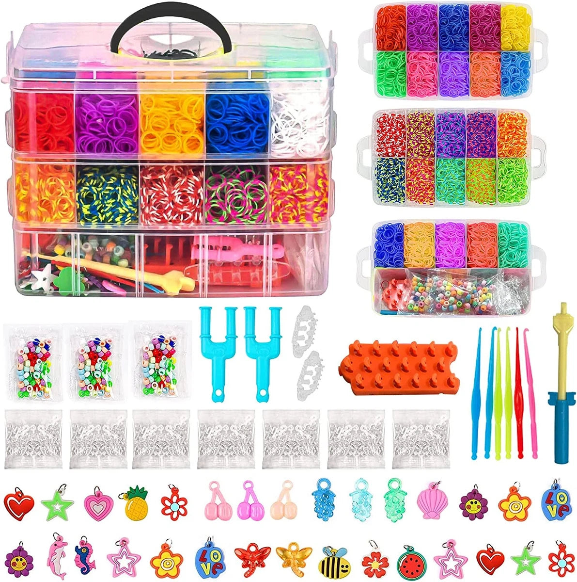 15000Pcs Kit Box+ Rubber Loom Bands Children Mult-color Make Woven Bracelet DIY