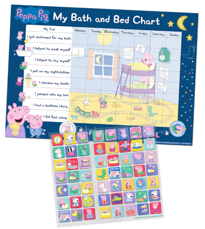 Peppa bath and bed chart