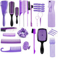 Purple 27pcs Hair Comb & Detangling Brush Set
