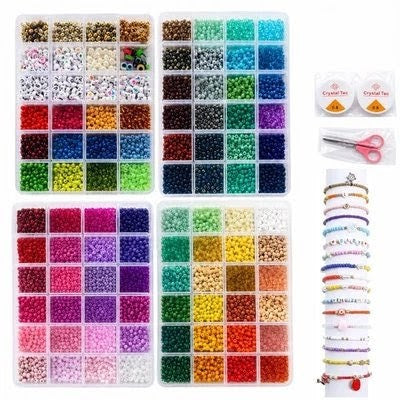15000Pcs Seed Beads Set 96 Colors Bracelet Jewelry Making Kit