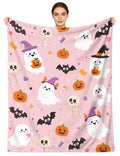 Pink Halloween ghost pumpkin & bat throw