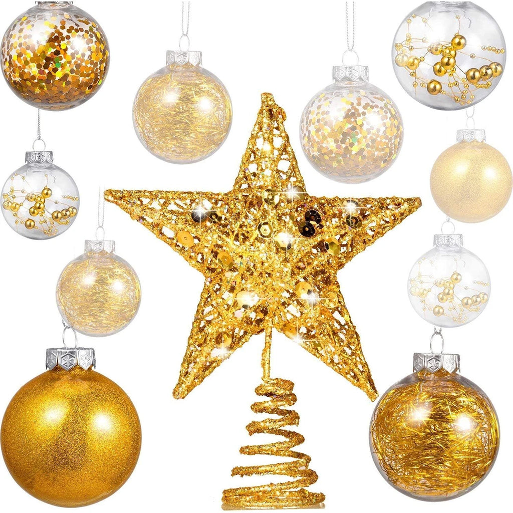 Bauble Christmas Tree Decorations Large Set Topper Star Pack Bundle x24 Balls