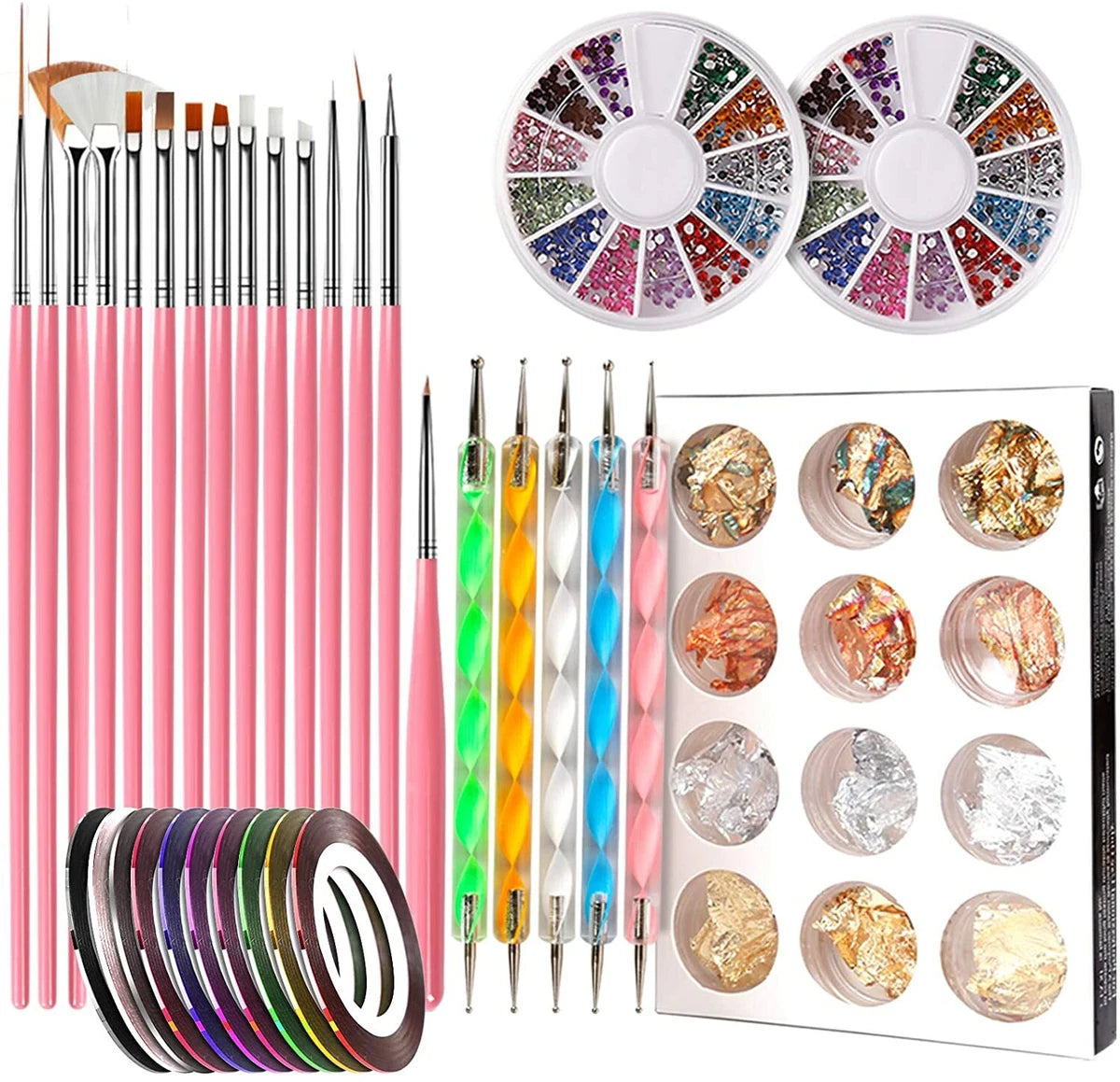 25Pcs Nail Art Brushes Set Gel & Acrylic Dotting Pens