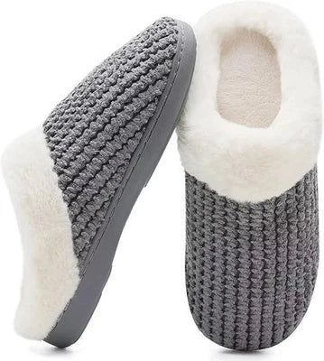 Grey slip on slippers