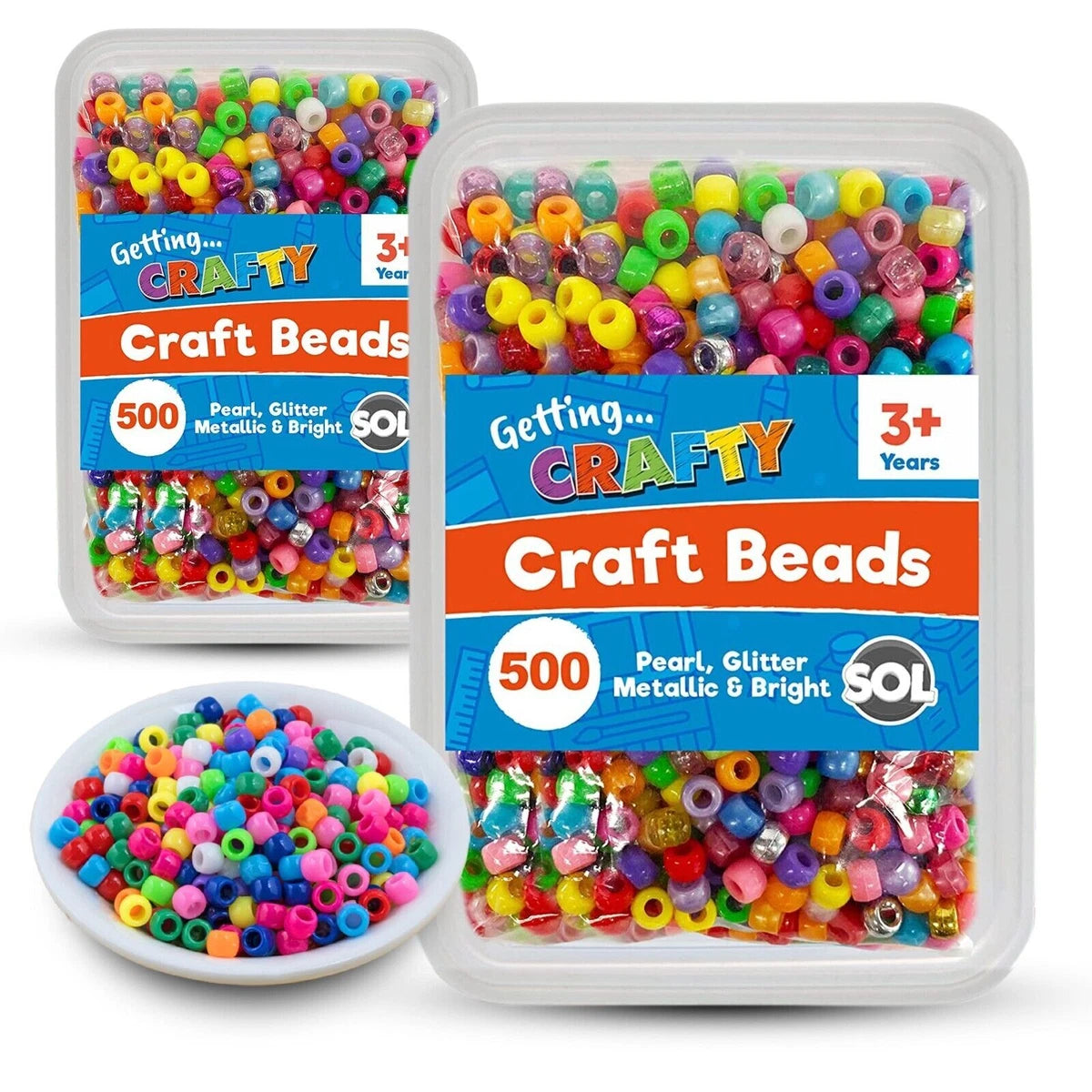 1000 Pony Beads 9x6mm Acrylic Plastic Mixed