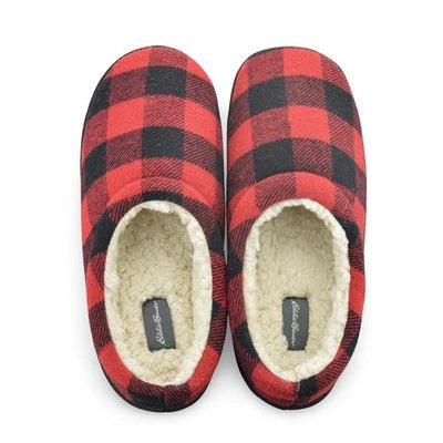 Mens red checkered slippers