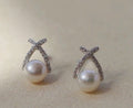 925 Sterling Silver Beautiful Swirl Pearl Stud Earrings