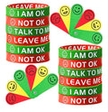 12 Pcs Mood Silicone Rubber Bracelets and 4 Pcs Feeling Emotion Fans