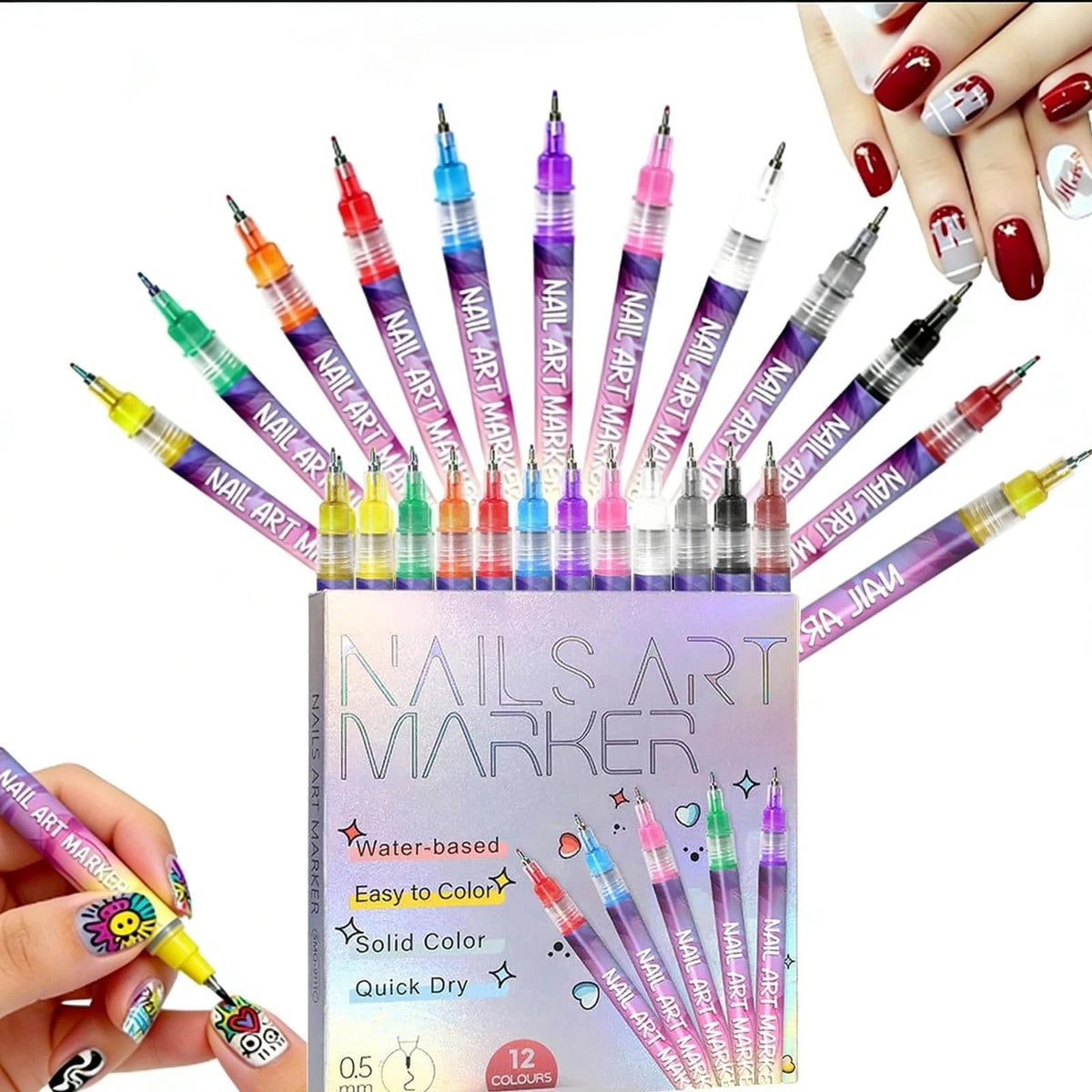 12 Colors Nail Art Markers Set