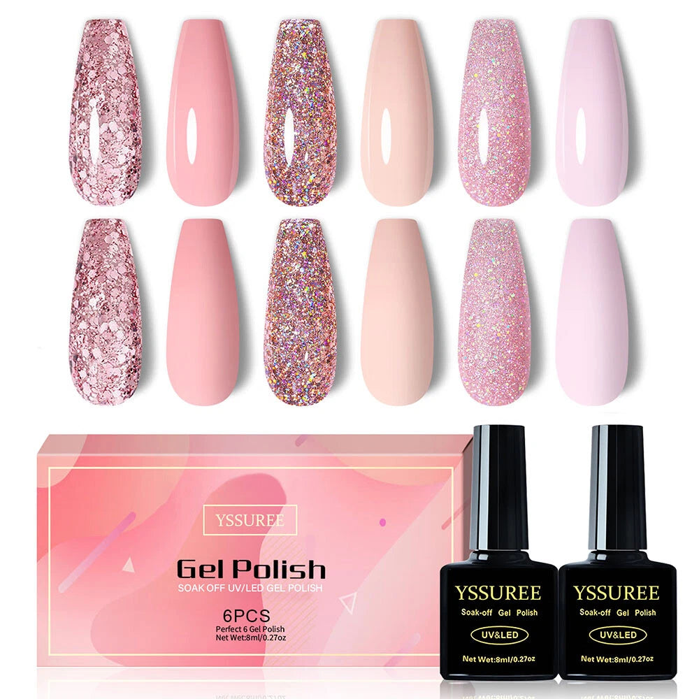 6 PCS Pink Glitter Set